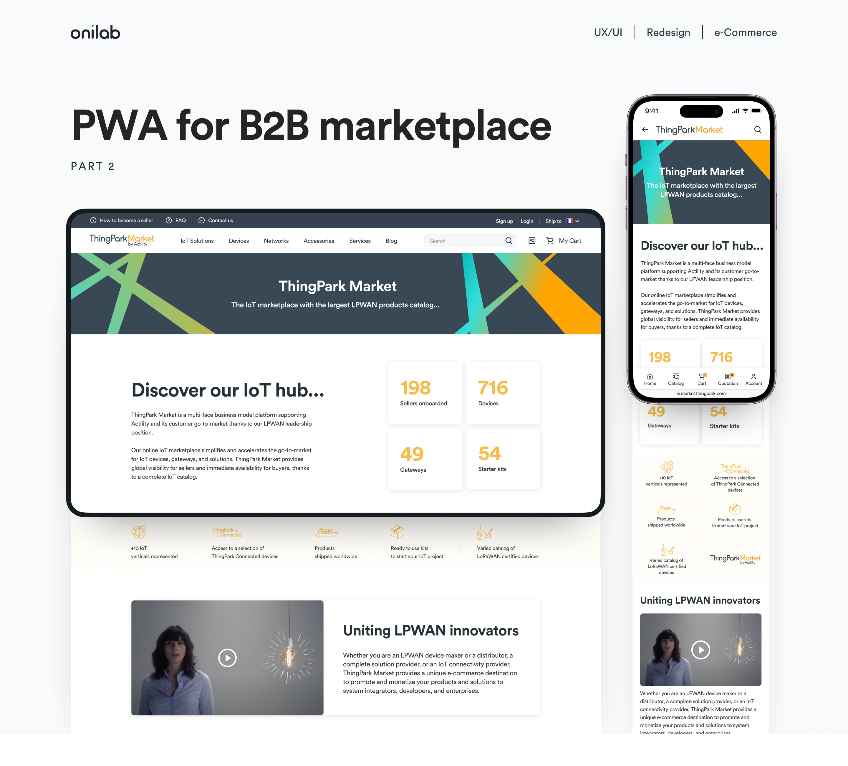 Complete historical ThingPark Market cover with desktop and mobile buying interfaces
