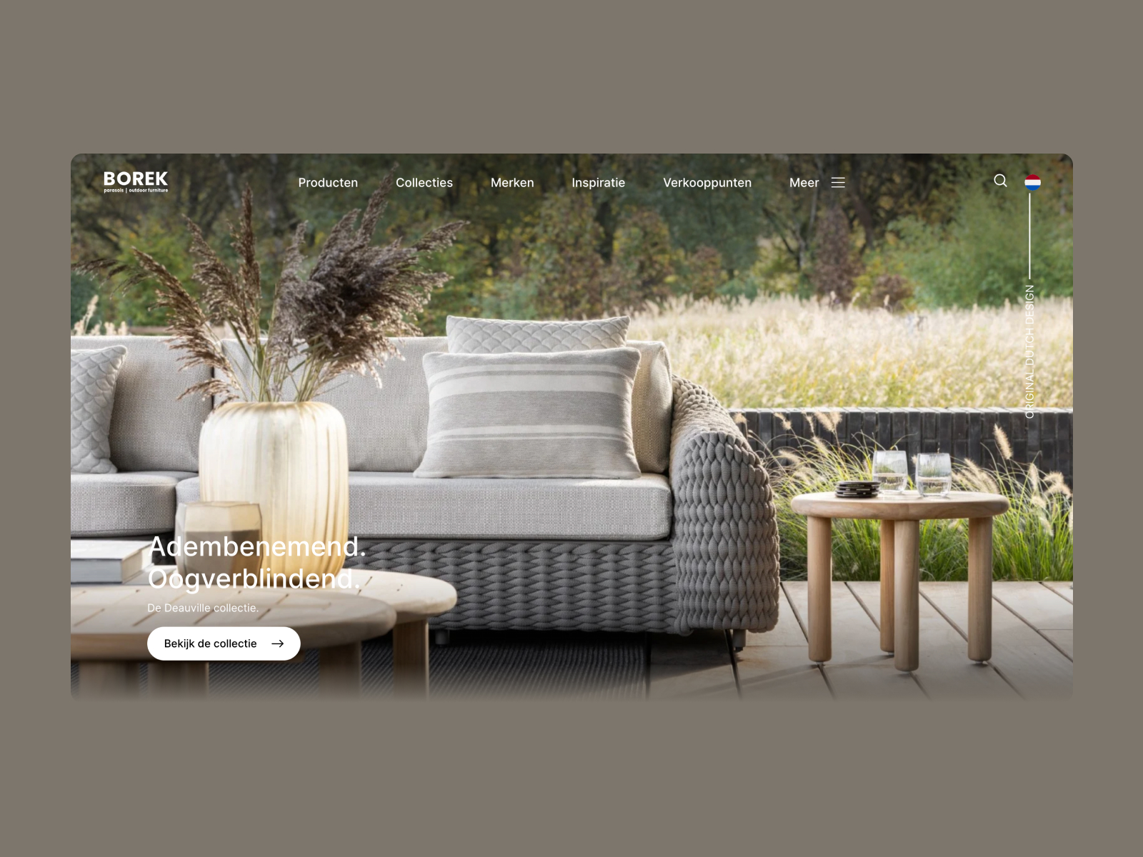 Complete original Borek desktop garden and woven furniture hero composition by NOBEARS