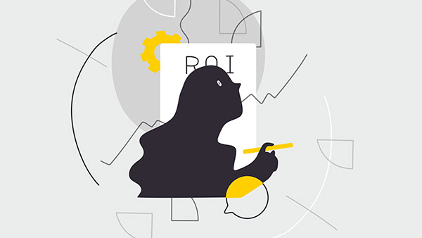 Neutral ROI scene with dark shapes and a small yellow gear and pointer